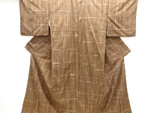 格子織り出し手織り節紬着物